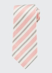 Isaia Men's Striped Silk-Linen Tie