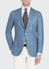 Isaia Men's Wool-Blend Windowpane Check Sport Jacket
