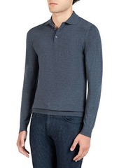 Isaia Men's Wool Long-Sleeve Polo Shirt