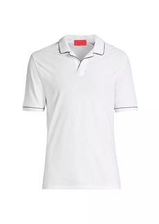 Isaia Open Collar Cotton Polo Shirt