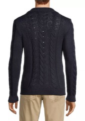 Isaia Silk & Cotton-Blend Cable-Knit Polo Sweater