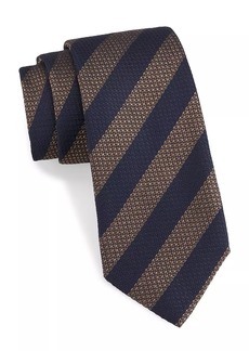 Isaia Striped Cotton-Silk Tie