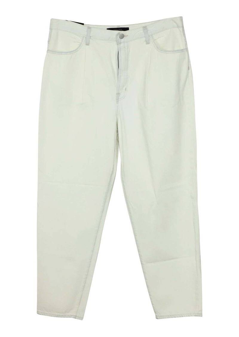 J Brand Pleated Peg Jeans in White Cotton