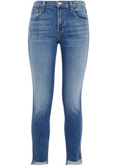 J Brand Woman 811 Distressed Striped Mid-rise Skinny Jeans Mid Denim