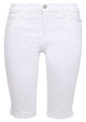 J Brand Woman 811 Frayed Denim Shorts White