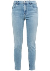 J Brand Woman Alana Cropped Striped Mid-rise Skinny Jeans Light Denim
