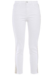 J Brand Woman Alana Grosgrain-trimmed High-rise Skinny Jeans White
