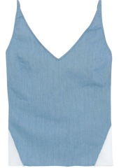 J Brand Woman Cotton-blend Chambray And Organza Camisole Slate Blue