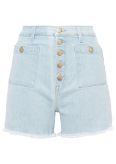 J Brand Woman Joan Button-detailed Frayed Denim Shorts Light Denim