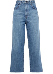 J Brand Woman Joan Cropped Metallic-trimmed High-rise Wide-leg Jeans Mid Denim