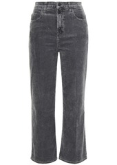 J Brand Woman Cropped Cotton-blend Corduroy Straight-leg Pants Dark Gray
