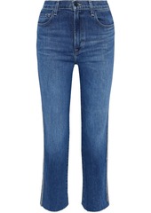 J Brand Woman Jules Crystal-embellished High-rise Straight-leg Jeans Mid Denim