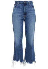 J Brand Woman Julia Frayed Faded High-rise Flared Jeans Mid Denim
