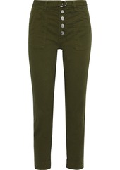 J Brand Woman Kyrah Cropped Belted Cotton-blend Twill Slim-leg Pants Army Green
