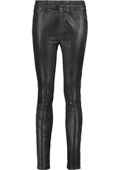 J Brand Woman Maria Metallic Suede Skinny Pants Black