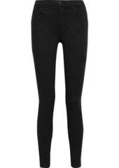 J Brand Woman Maria Metallic-trimmed High-rise Skinny Jeans Black