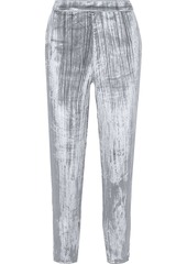 J Brand Woman Cropped Crushed-velvet Tapered Pants Silver