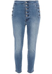J Brand Woman Natasha Cropped Button-detailed High-rise Skinny Jeans Mid Denim