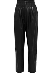 J Brand Woman Nila Pleated Leather Tapered Pants Black