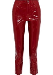 J Brand Woman Ruby Cropped Patent-leather Slim-leg Pants Crimson