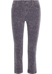 J Brand Woman Cropped Cotton-blend Velvet Slim-leg Pants Gray