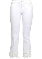 J Brand Woman Selena Guipure Lace-trimmed Mid-rise Kick-flare Jeans White