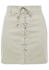 J Brand Woman Talia Lace-up Cotton-blend Canvas Mini Skirt Sage Green