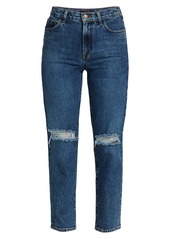 J Brand Jules High-Rise Distressed Straight Jeans