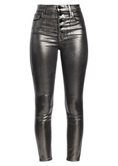 J Brand Lillie High-Rise Metallic Coated Crop Skinny Jeans