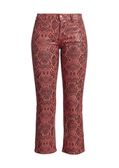 J Brand Selena Mid-Rise Snakeskin-Print Crop Bootcut Jeans
