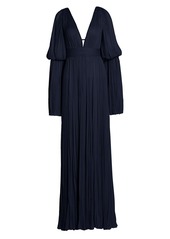 J. Mendel Tiered Flare-Sleeve Chiffon Silk Gown