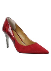J. Renee Zayd Pointed Toe Pump in Red Suede/Snake Print at Nordstrom