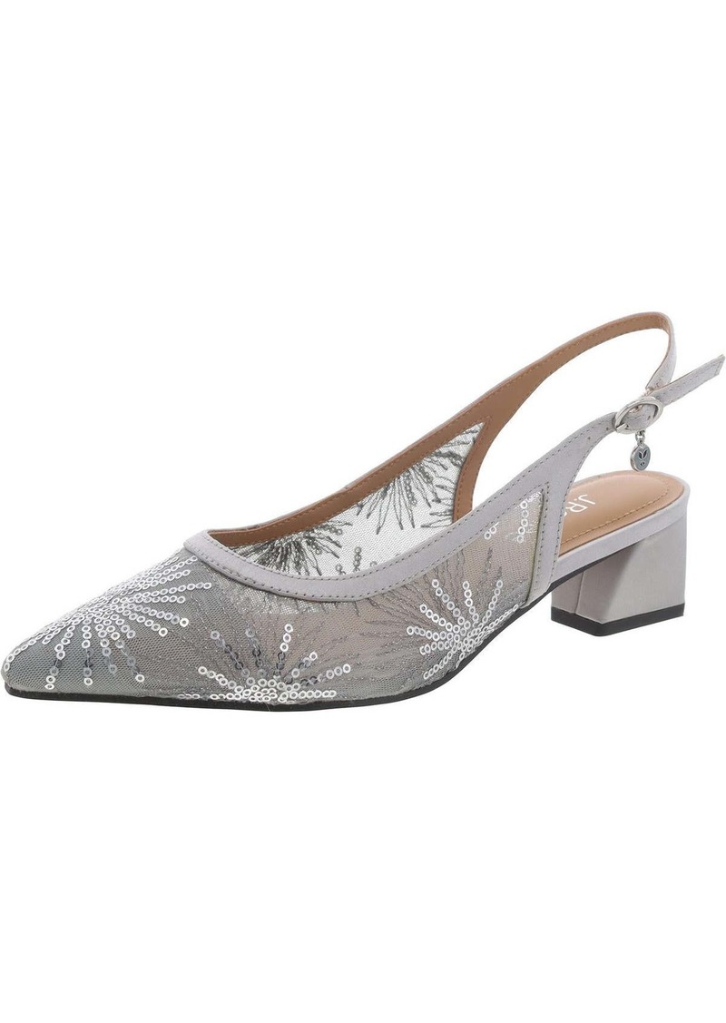 J. Renee Womens Sequined Pointed toe Slingback Heels