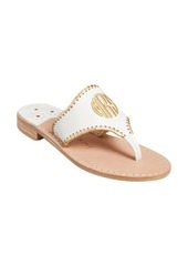 Jack Rogers Embroidered Flip Flop in White/Gold/Gold at Nordstrom