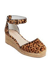 Jack Rogers Palmer Genuine Calf Hair Ankle Strap Espadrille Wedge in Leopard Calf Hair at Nordstrom