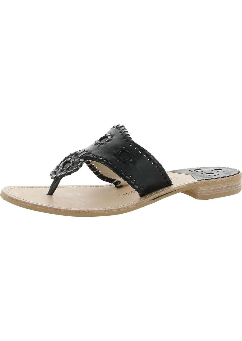 Jack Rogers Jacks Flat Sandal Womens Leather Metallic Slide Sandals