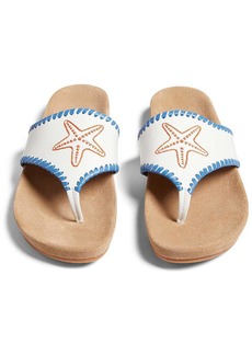 Jack Rogers Starfish Womens Leather Embroidered Thong Sandals