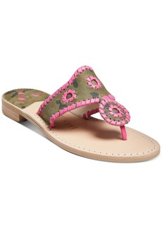 Jack Rogers Womens Leather Slip-On Thong Sandals