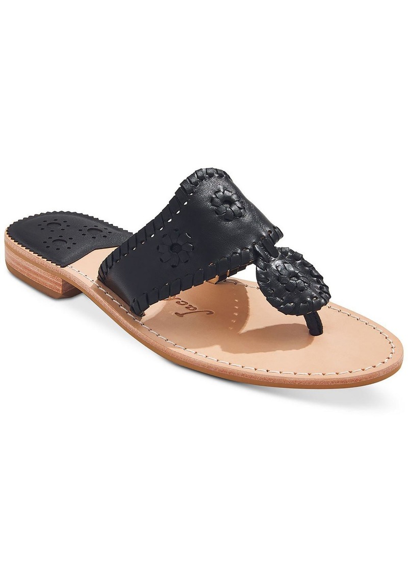 Jack Rogers Womens Leather T-Strap Slide Sandals