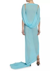 Jacquemus Ameno Silk Semi-Sheer Train Gown