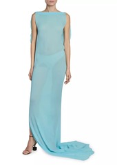 Jacquemus Ameno Silk Semi-Sheer Train Gown