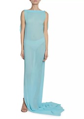 Jacquemus Ameno Silk Semi-Sheer Train Gown