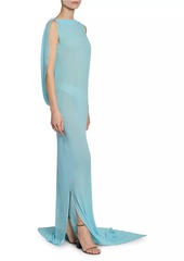 Jacquemus Ameno Silk Semi-Sheer Train Gown