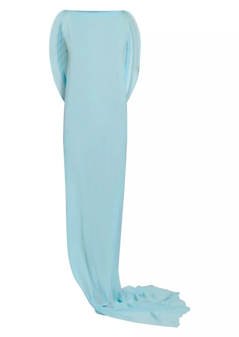 Jacquemus Ameno Silk Semi-Sheer Train Gown