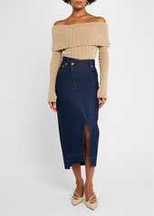 Jacquemus De-Nimes Crosswaist Midi Denim Skirt