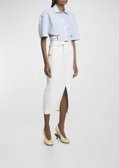 Jacquemus De-Nimes Crosswaist Midi Denim Skirt