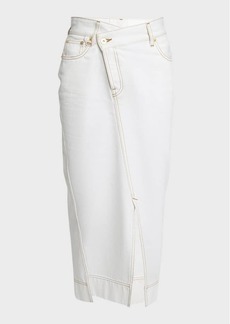 Jacquemus De-Nimes Crosswaist Midi Denim Skirt