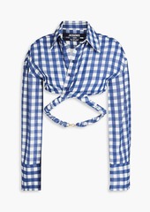 JACQUEMUS - Vichy cropped gingham crepe shirt - Blue - FR 38