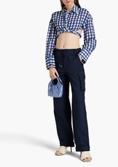 JACQUEMUS - Vichy cropped gingham crepe shirt - Blue - FR 38