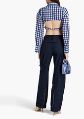 JACQUEMUS - Vichy cropped gingham crepe shirt - Blue - FR 38